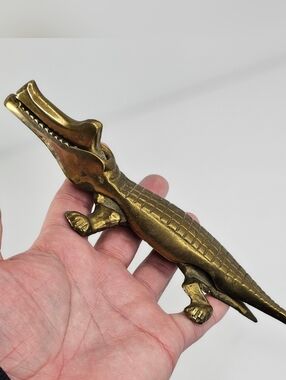 Brass Alligator Crocodile Nutcracker Bar Home Decor